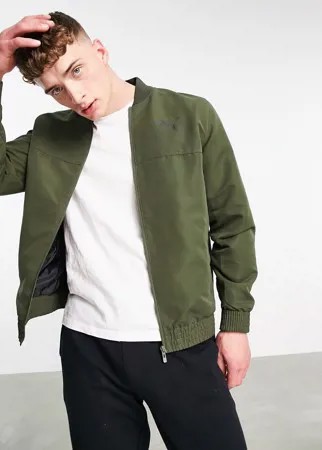 Куртка бомбер цвета хаки с логотипом Puma-Зеленый цвет