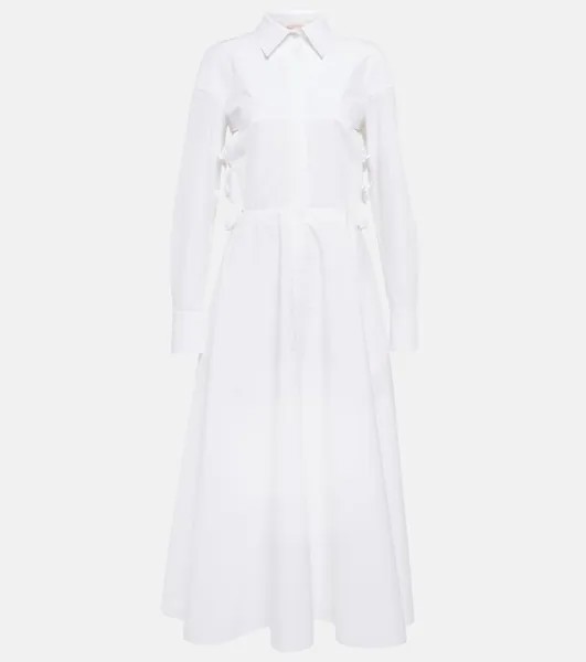 Платье-рубашка из хлопка с бантом VALENTINO, белый