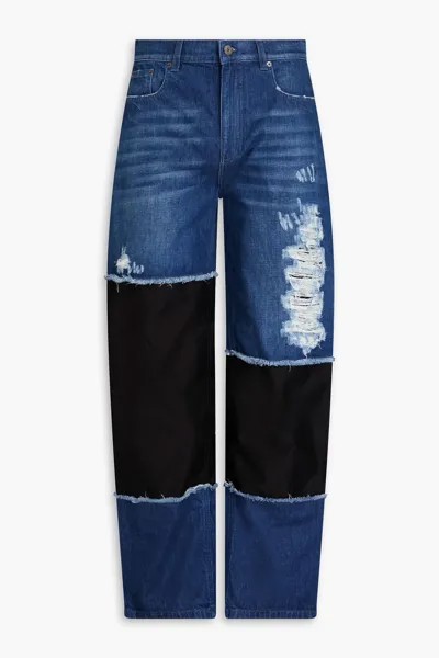 Потертые двухцветные джинсы из денима Jw Anderson, средний деним