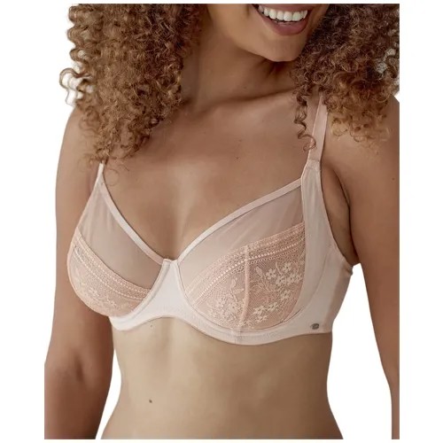 Бюстгальтер балконет  Pretty Polly, чашка кружевная, полупоролон, мягкая, размер 30E, розовый, бежевый