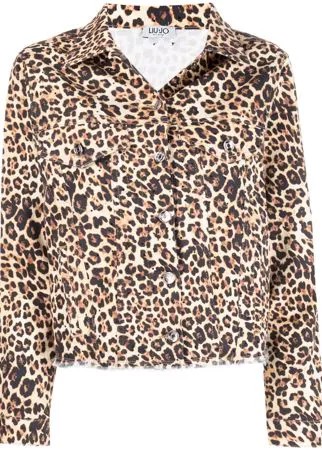 LIU JO пиджак с леопардовым принтом и необработанными краями