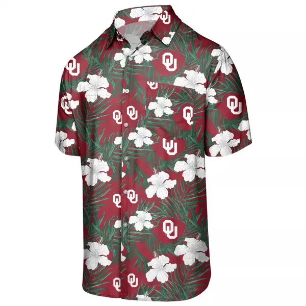 Мужская малиновая рубашка на пуговицах с цветочным принтом Оклахома Сунерс
