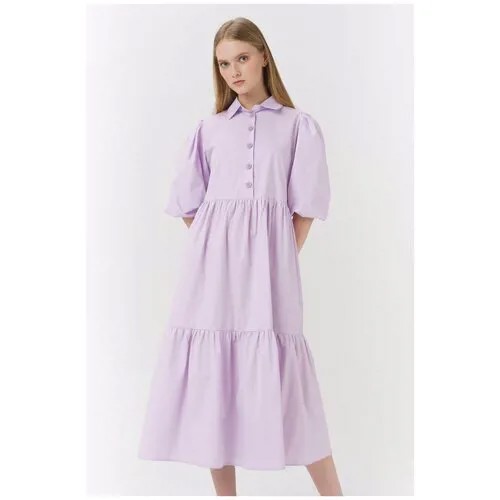 Ярусное платье-рубашка Ennergiia En_W11787_светло-сиреневый Фиолетовый 46