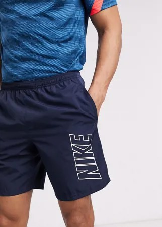 Темно-синие шорты с логотипом Nike Football-Темно-синий