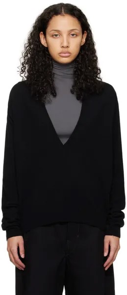 Черный свитер с глубоким v-образным вырезом Lemaire, цвет Black