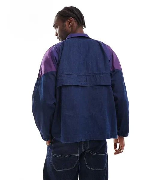 Спортивная джинсовая куртка свободного кроя Levi's Skatebording темно-синего/бордового цвета