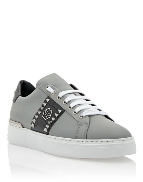 Кожаные низкие кеды The Plein Original TM Philipp Plein, цвет Light Grey