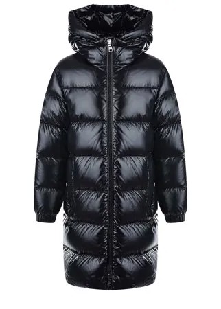 Черный длинный пуховик с капюшоном Moncler детский