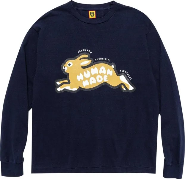Футболка Human Made Rabbit Long-Sleeve T-Shirt 'Navy', синий