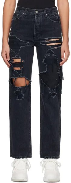 Черные рваные джинсы Amiri, цвет Faded black