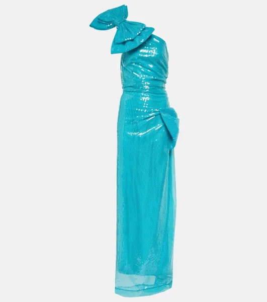 Асимметричное платье макси с пайетками Nina Ricci, синий