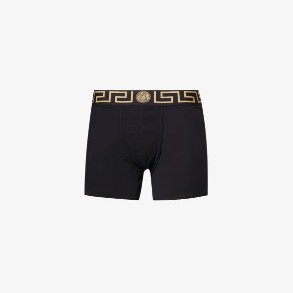 Плавки из эластичного хлопка с поясом с логотипом Versace, черный