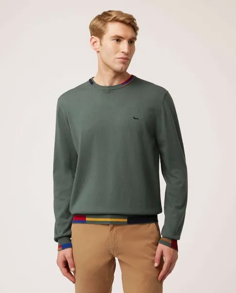 Мужской зеленый свитер с круглым вырезом Harmont&Blaine