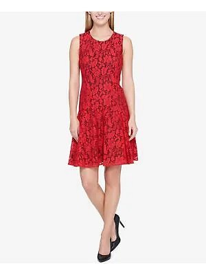 TOMMY HILFIGER Женское красное платье трапециевидной формы без рукавов с заниженной талией выше колена 12