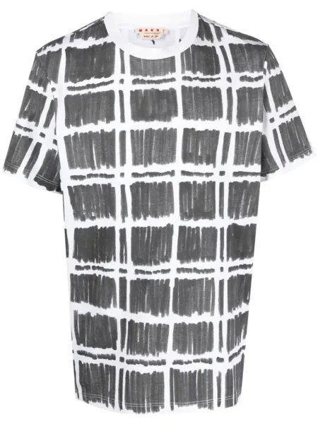 Футболка в клетку Marni, белый