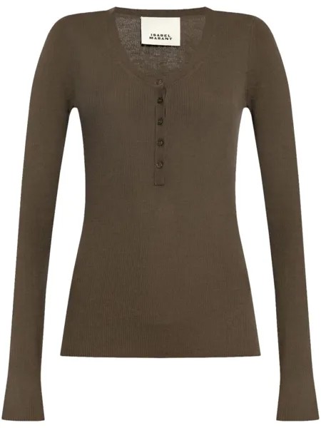 ISABEL MARANT джемпер из мериносовой шерсти Estine, коричневый