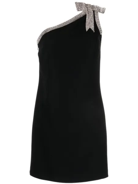 Платье мини на одно плечо с кристаллами Elie Saab, черный
