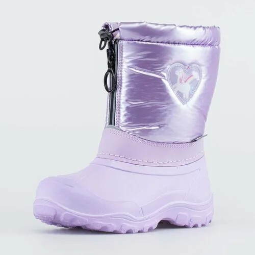 Сноубутсы КОТОФЕЙ для девочек, водонепроницаемые, грязеотталкивающая пропитка, защита от попадания снега, светоотражающие элементы, размер 25-26, фиолетовый