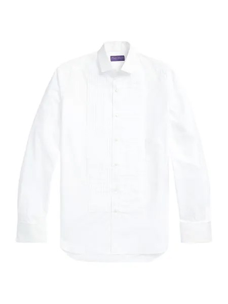 Хлопковая плиссированная рубашка Dexter с длинными рукавами Ralph Lauren Purple Label, белый
