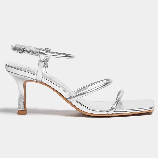 Босоножки Pull&Bear Strappy Heeled, серебристый