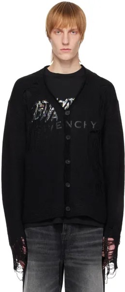 Черный потертый кардиган Givenchy