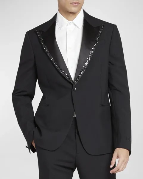 Мужской смокинг с бисером и лацканами Versace, цвет Black
