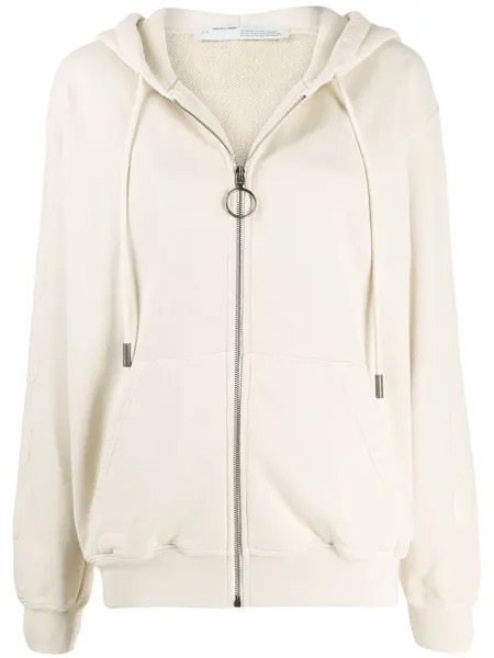 Off-White худи на молнии с логотипом