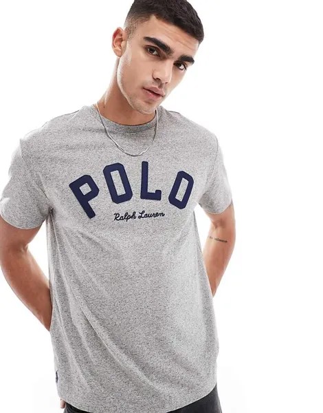 Polo Ralph Lauren – Темно-серая меланхоличная классическая футболка оверсайз с логотипом университета