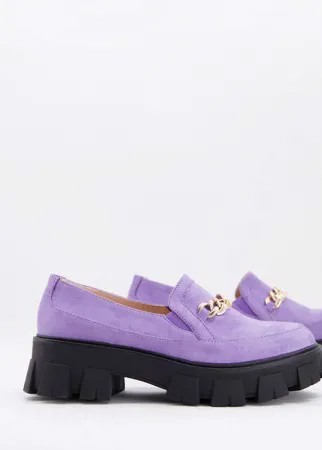 Сиреневые туфли на плоской массивной подошве с золотистой цепочкой RAID Alessio-Фиолетовый цвет