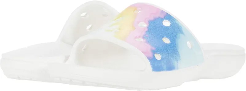 Сандалии Classic Slide - Tie-Dye Graphics Crocs, цвет White/Multi Tie-Dye