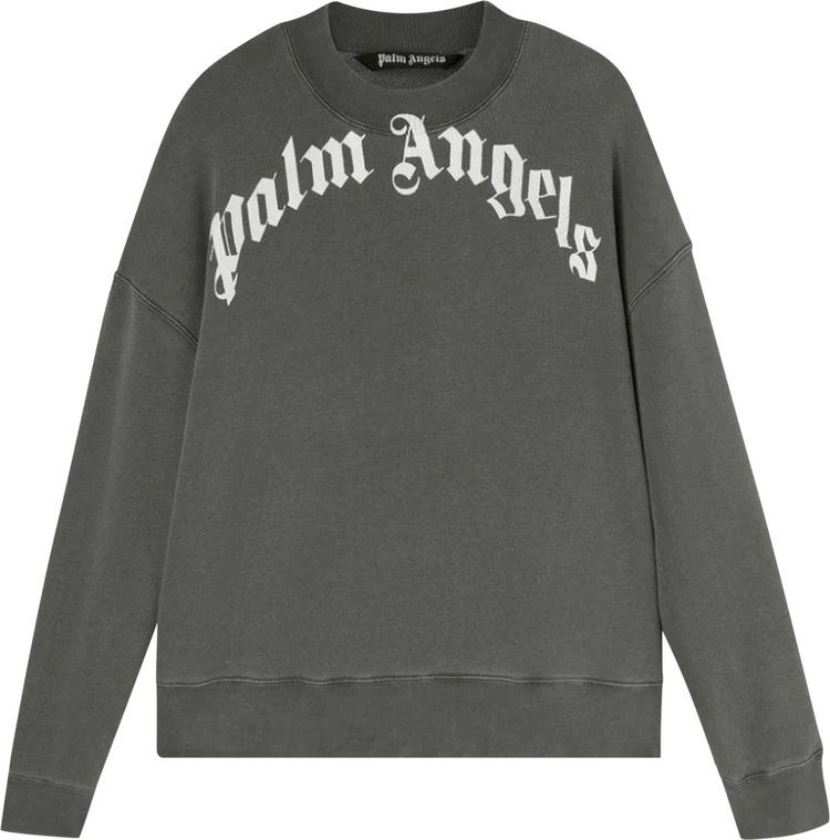 Толстовка Palm Angels GD Curved Logo Crew 'Black/White', черный