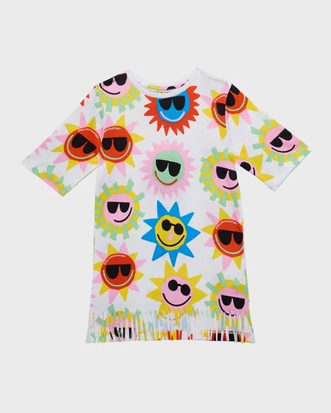 Платье для девочек с рисунком солнца и бахромой, размер 4–12 Stella McCartney Kids, цвет White