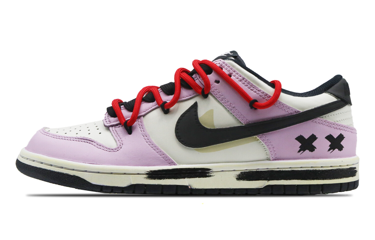 Кроссовки Nike Dunk Skateboarding Shoes Unisex Low-top White/Bright Concord/True Red/Black, красный