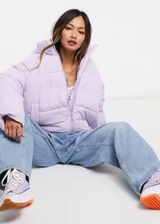 Короткий лиловый пуховик Monki Sue-Фиолетовый