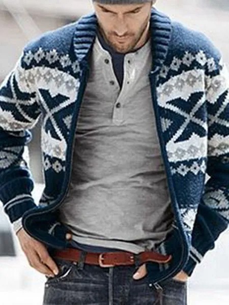Milanoo Men\\\'s Clothing Cardigan For Men Men\\\'s Sweaters Men\\'s Cardigans Casual Geometric Long