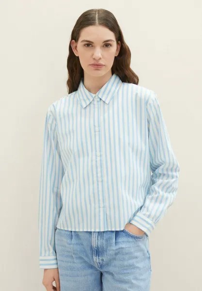 Рубашка TOM TAILOR ЛАНГАРМ, цвет light blue white stripe