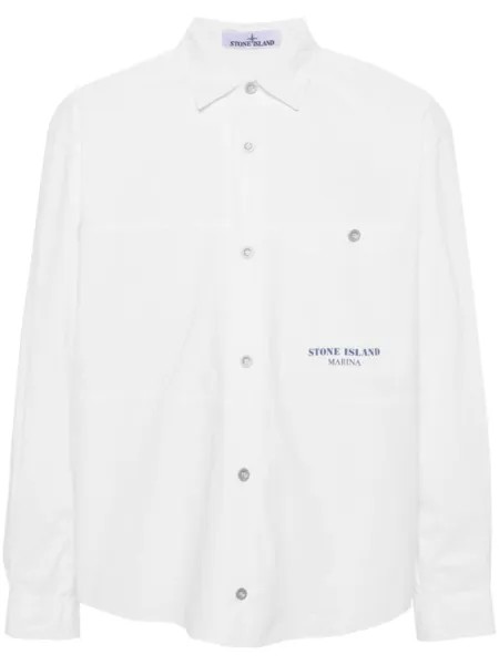 Stone Island рубашка с полосками, белый