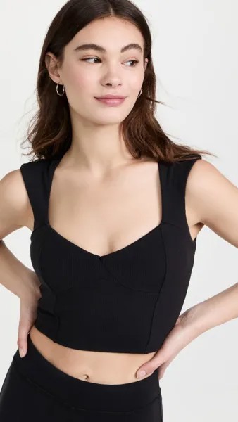Рубашка Alo Yoga Ribbed Sweetheart Short Sleeve, черный