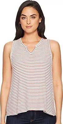 Женская свободная короткая рубашка Three Dots Hyannis Stripe, натуральный/красный, большая