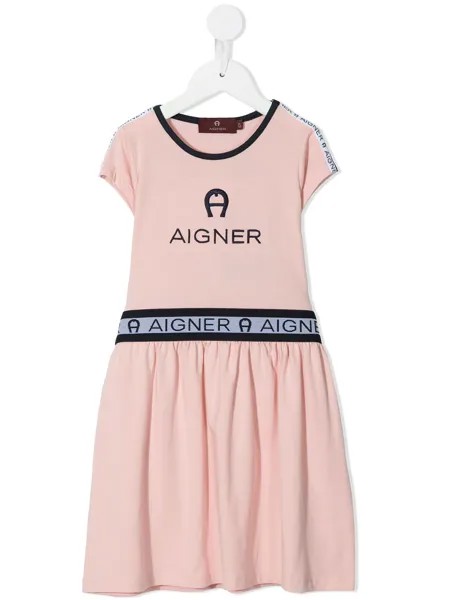 Aigner Kids платье-футболка А-силуэта с логотипом