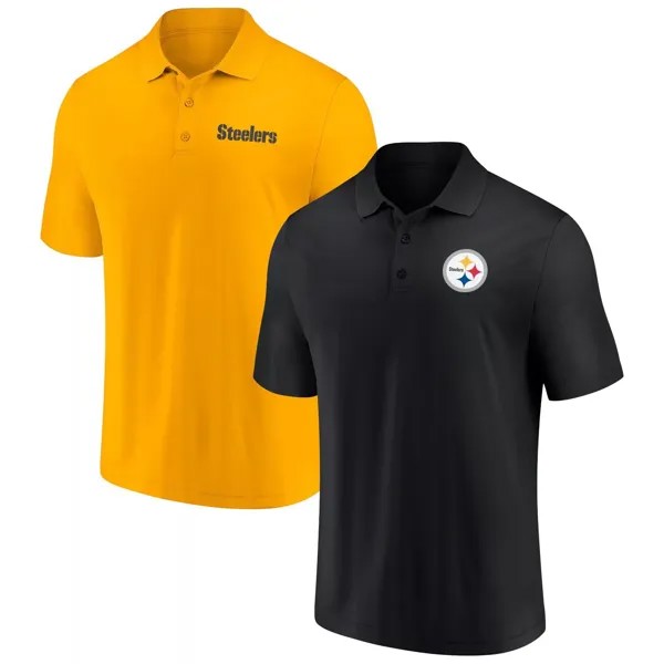 Мужской комплект из двух футболок-поло с логотипом Fanatics черного/золотого цвета Pittsburgh Steelers Dueling