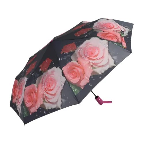 Зонт полуавтоматический «Цветочное очарование», ветроустойчивый, 3 сложения, 8 спиц, R = 49 см, цвет микс