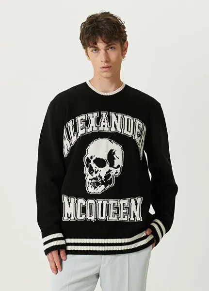 Белый шерстяной свитер с логотипом Alexander McQueen