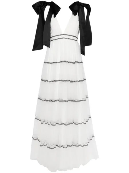 Alice + olivia платье макси Jessalyn с бантом, белый