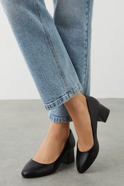 Туфли-лодочки Dina с круглым носком на низком блочном каблуке Dorothy Perkins, черный