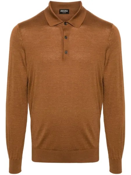 Zegna рубашка поло Foliage Cashseta, коричневый