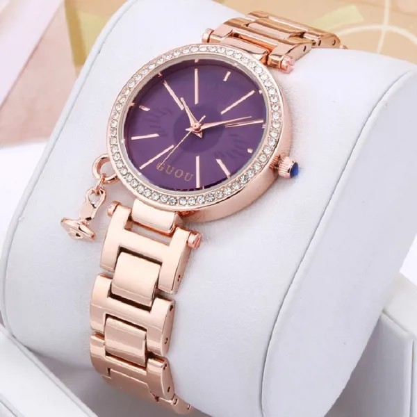 Модные брендовые простые женские Золотые Часы Guou с бриллиантами, европейские Роскошные Кварцевые наручные часы