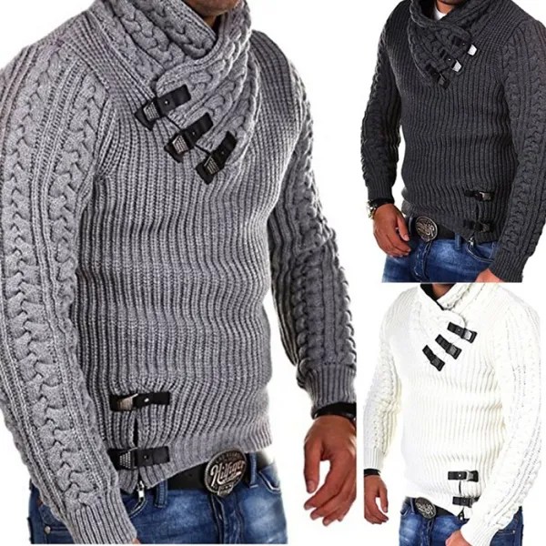 Мужские уличные свитера с воротником-шалью