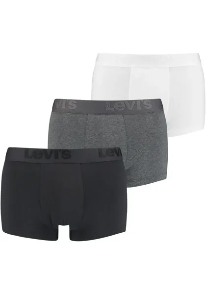 Боксеры Levi's (3 шт. в упаковке), с широким поясом с логотипом, цвет Black Grey Combo