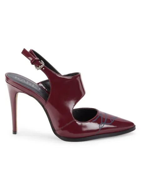 Кожаные туфли с ремешком на пятке и логотипом Karl Lagerfeld Paris, цвет Port